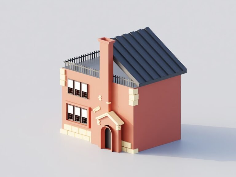 Uma Casa De Desenho Animado Rosa Com Telhado Escuro qnW1T1VOsDA